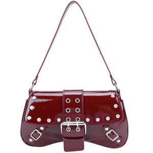 Shoulder Bag Small Purse Y2K Handbag Rivet Punk Hobo Purse With :o)